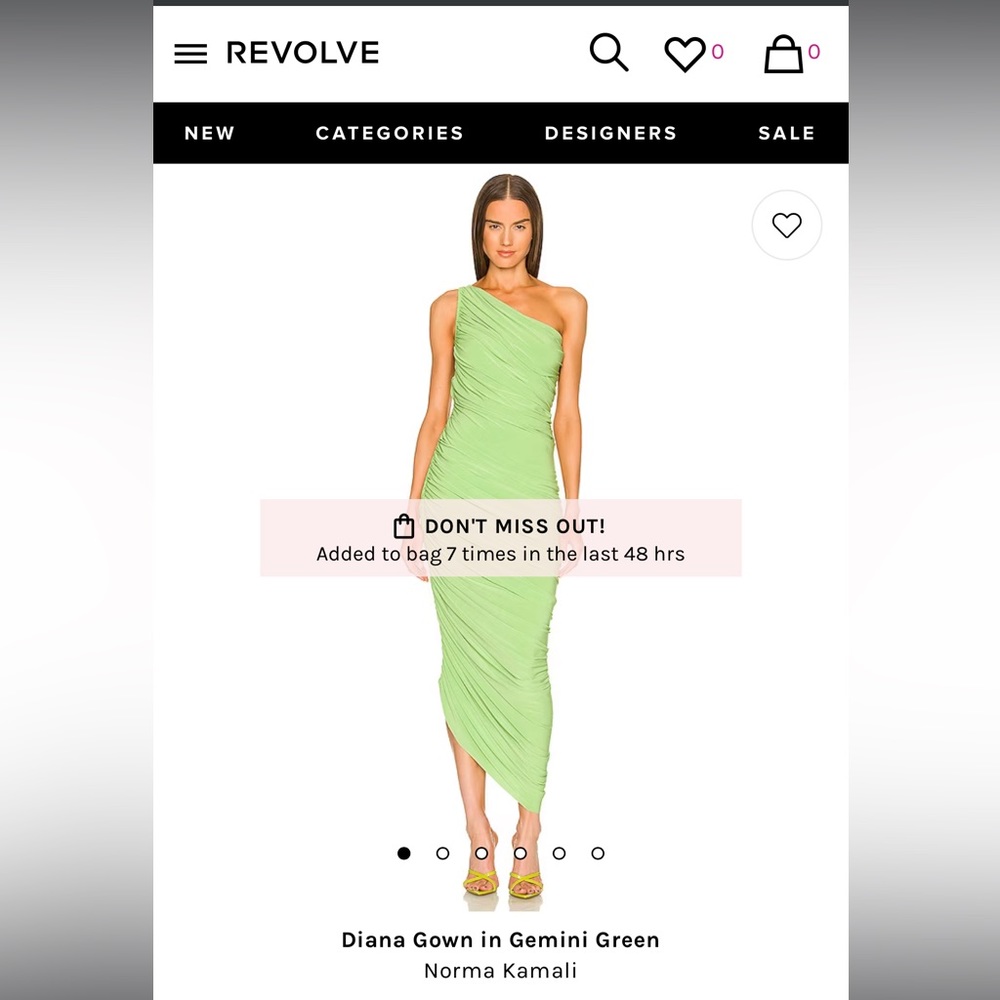 Norma Kamali Diana One Shoulder Ruched Gown Gemini Green XXS - Picture 9 of 12